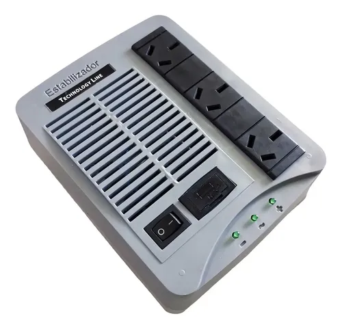 Estabilizador T-line H500@ 3 Tomas 500va Protege Dispositivos Gris