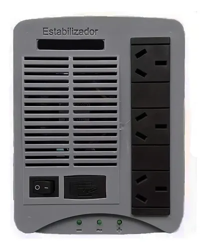 Estabilizador T-line H500@ 3 Tomas 500va Protege Dispositivos Gris