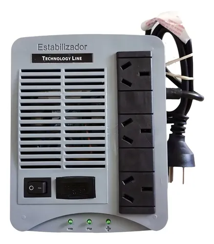 Estabilizador T-line H500@ 3 Tomas 500va Protege Dispositivos Gris