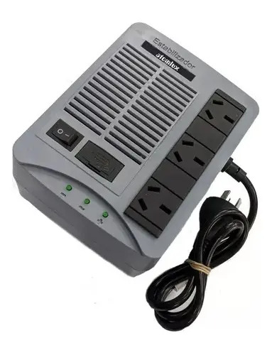 Estabilizador T-line H500@ 3 Tomas 500va Protege Dispositivos Gris