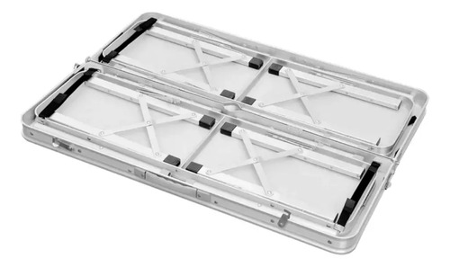 Kushiro Spalu03 Mesa Plegable Aluminio Con 2 Bancos Maletin Color Plateado