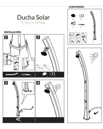 Ducha Solar Recta 20l Kushiro Para Pileta Modelo Columna