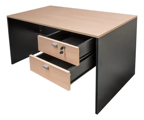 Escritorio De Oficina Platinum Haya Negro 2 Cajones Haya/negro