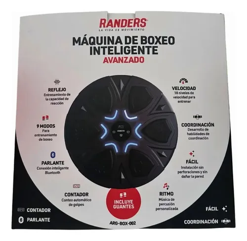 Máquina Boxeo Inteligente 9 Programas 18 Niveles Randers Color Negro