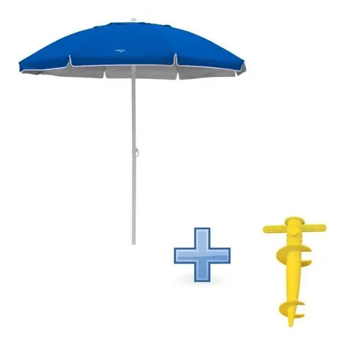 Sombrilla Playera 2,5m Azul + Soporte Sacaarena Vonne Blanco