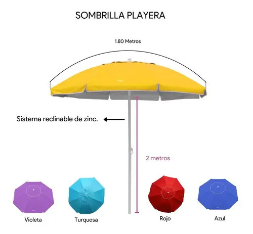Sombrilla Plegable Para Playa Con Protección Uv Y Funda Amarillo