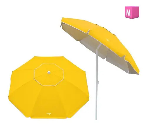 Sombrilla Plegable Para Playa Con Protección Uv Y Funda Amarillo