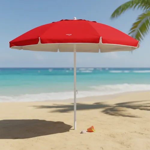 Sombrilla Para Playa Y Jardin 2 M Roja C/bolsa Rojo Lisa