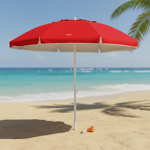 Sombrilla Para Playa Y Jardin 2 M Roja C/bolsa Rojo Lisa