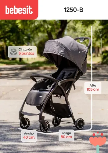 Cochecito Compacto Foldy Bebesit Gris Negro