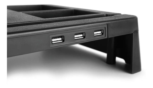 Base Ergonomica Escritorio One Box Ob-susb Organizador Usb Color Negro
