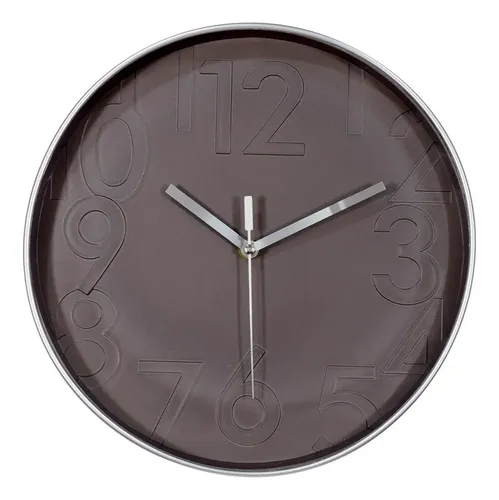 Reloj 30 Cm De Pared Vonne Moderno Crdi-30pg Grande Negro Plateado Marrón Oscuro