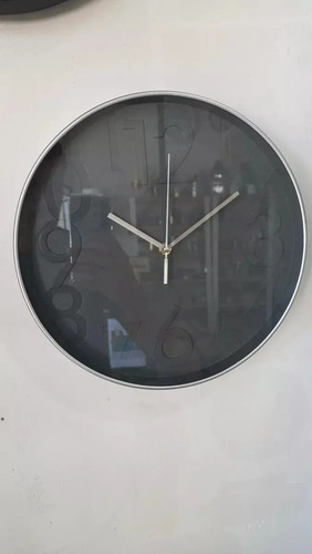 Reloj 30 Cm De Pared Vonne Moderno Crdi-30pg Grande Negro Plateado Marrón Oscuro