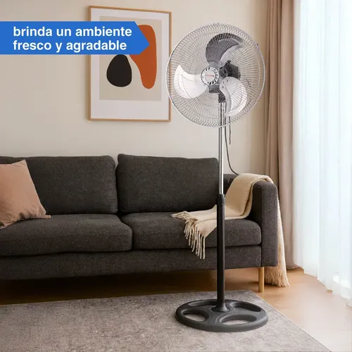 Ventilador Kanjihome 18 Kjh-fh1311 De Pie 90w 1.50m 3 Aspas De Metal Diámetro 45.72 Cm 50 Gris Plateado