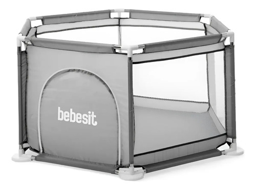Corralito Para Ñinos Bebesit Gris Plegable Hexagonal Gris Liso