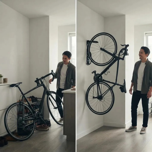 Soporte Vertical Para Bicicleta Con Gancho Kuest. Gravedad X Color Negro