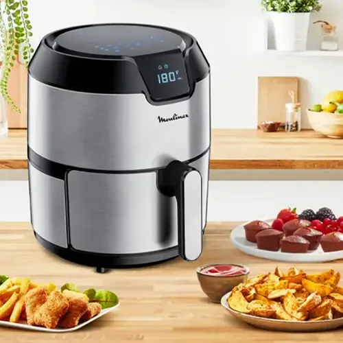 Freidora De Aire Moulinex Fry Deluxe 4.2 Litros Inoxidable Plateado