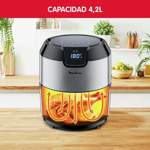 Freidora De Aire Moulinex Fry Deluxe 4.2 Litros Inoxidable Plateado