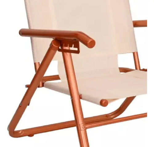 Reposera Aluminio Playera Descansar Liviana Posiciones 80041 Cobre/crema