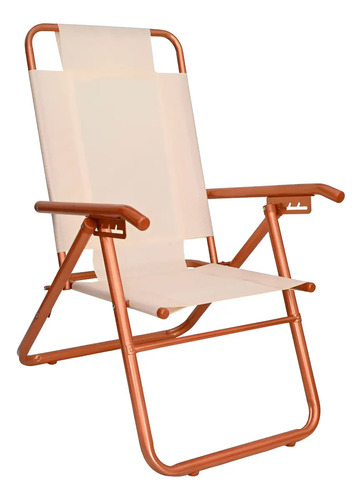 Reposera Aluminio Playera Descansar Liviana Posiciones 80041 Cobre/crema
