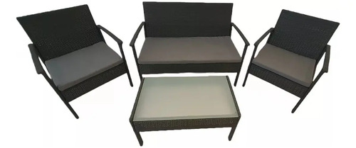 Juego Jardin Delos Set Puglia  2.1.1 + Mesa T/vidrio Negro Gris Oscuro
