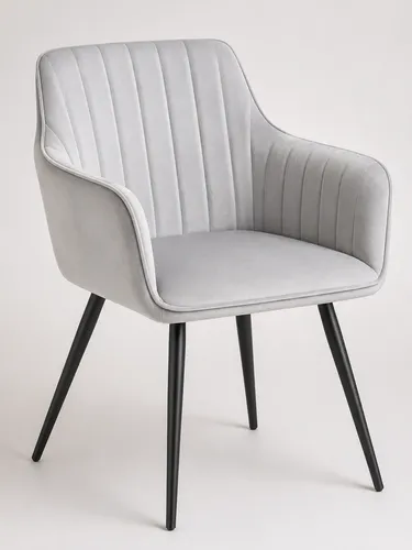 Set X2 Silla Sillon De Comedor Dallas Aterciopelado Caño Aterciopelado Negro Gris