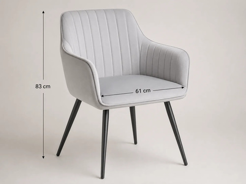 Set X2 Silla Sillon De Comedor Dallas Aterciopelado Caño Aterciopelado Negro Gris