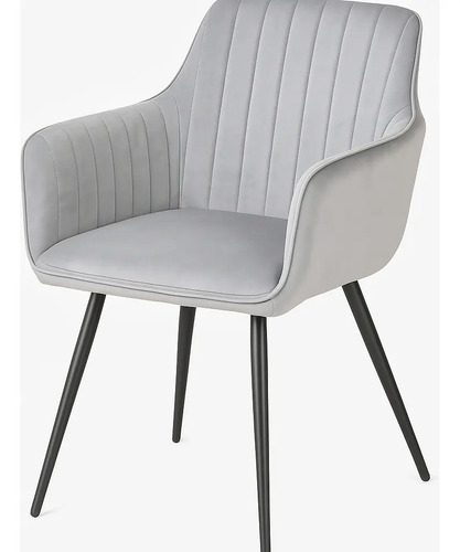Set X2 Silla Sillon De Comedor Dallas Aterciopelado Caño Aterciopelado Negro Gris