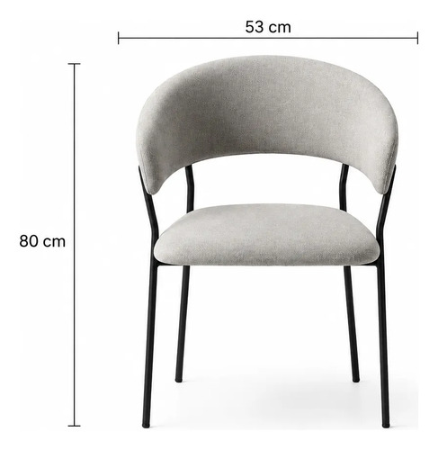 Set X4 Silla Sillon Comedor Lali Tapizado Aterciopelado Aterciopelado Negro Gris