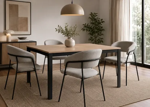 Set X4 Silla Sillon Comedor Lali Tapizado Aterciopelado Aterciopelado Negro Gris