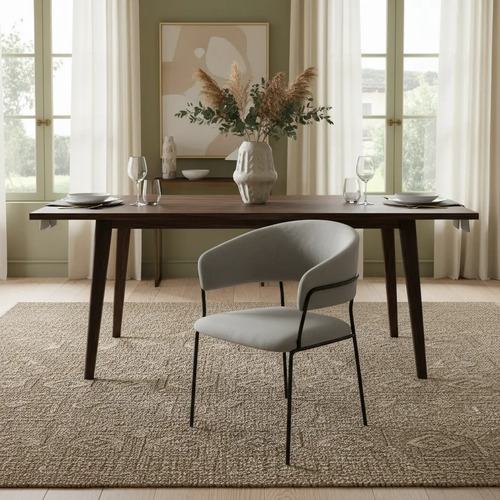 Set X4 Silla Sillon Comedor Lali Tapizado Aterciopelado Aterciopelado Negro Gris