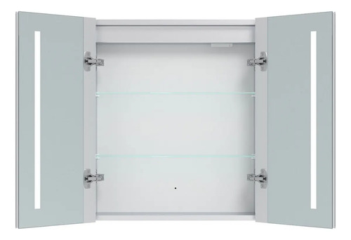 Botiquín Para Baño De Aluminio Con Espejo Y Sensor Led Gloa Plateado