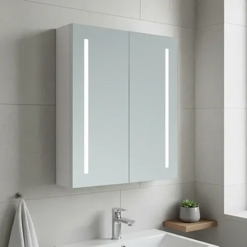 Botiquín Para Baño De Aluminio Con Espejo Y Sensor Led Gloa Plateado