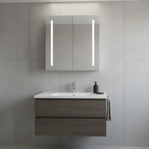 Botiquín Para Baño De Aluminio Con Espejo Y Sensor Led Gloa Plateado