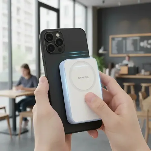 Cargador Portatil Magnetico Powerbank Etheos 10000mah Blanco