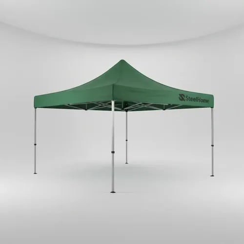 Gazebo Plegable Steel Home 3x3 M Verde Con Bolso De Transporte Y Protección Uv