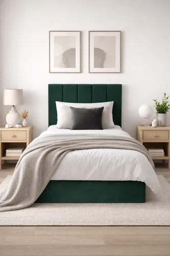 Respaldo De Cama Canelon 1 Plaza 100x120cm King-house Pana Verde
