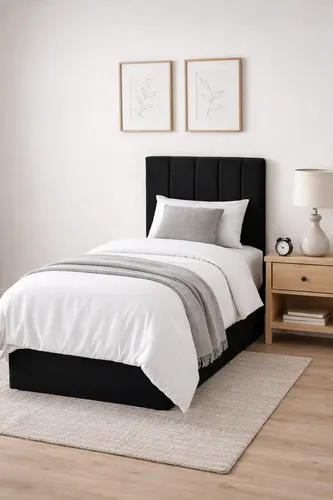 Respaldo De Cama Canelon 1 Plaza 100x120cm King-house Pana Negro