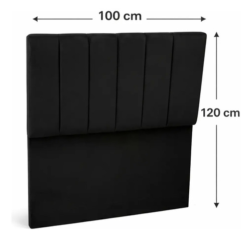 Respaldo De Cama Canelon 1 Plaza 100x120cm King-house Pana Negro