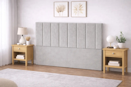 Respaldo De Cama Canelon Queen King-house Pana Gris Oscuro Gris
