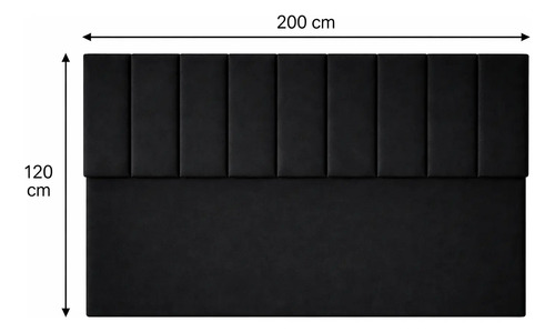 Respaldo De Cama Canelon King 200x120cm King-house Pana Negro