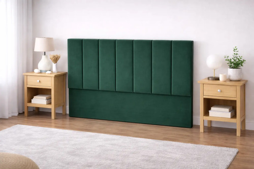 Respaldo De Cama Canelon 2 Plaza 140x120cm King-house Pana Verde