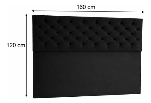 Respaldo De Cama Capitone Queen 160x120cm King-house Pana Negro