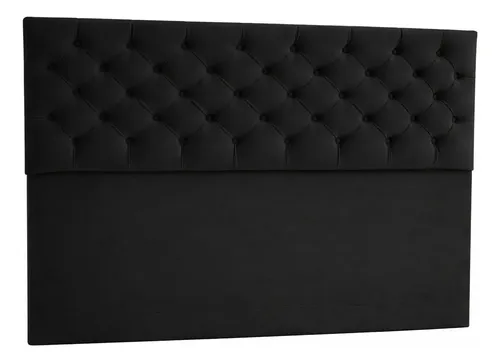 Respaldo De Cama Capitone Queen 160x120cm King-house Pana Negro