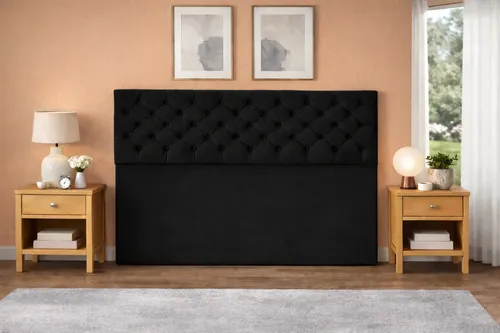 Respaldo De Cama Capitone Queen 160x120cm King-house Pana Negro