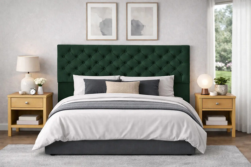 Respaldo De Cama Capitone Queen 160x120cm King-house Pana Verde