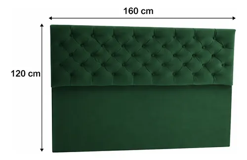 Respaldo De Cama Capitone Queen 160x120cm King-house Pana Verde