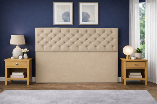 Respaldo De Cama Capitone Queen 160x120cm King-house Pana Beige