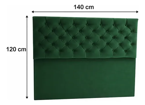 Respaldo De Cama Capitone 2 Plaza 140x120cm King-house Pana Verde