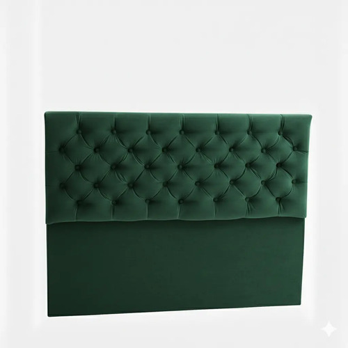 Respaldo De Cama Capitone 2 Plaza 140x120cm King-house Pana Verde